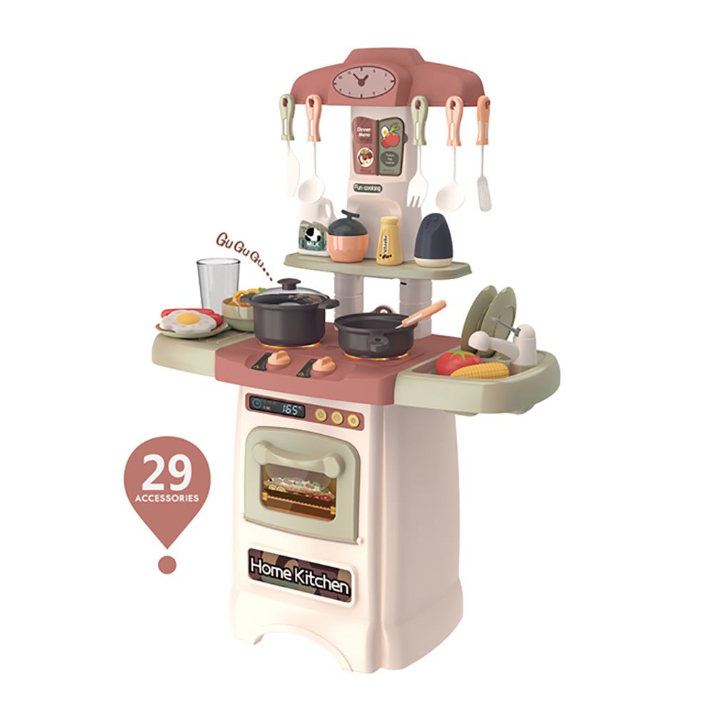 Beibe Good Kids Toys Electric Kitchen with 29 Accessories - Brown