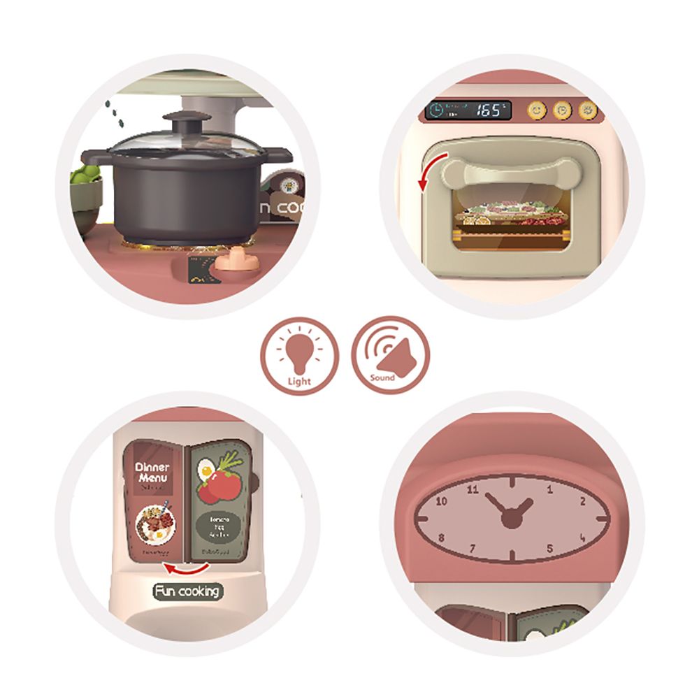 Beibe Good Kids Toys Electric Kitchen with 29 Accessories - Brown