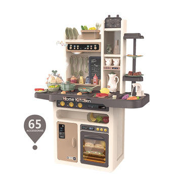 Beibe Good Modern Electric Kitchen Toy with 65 Accessories – Brown