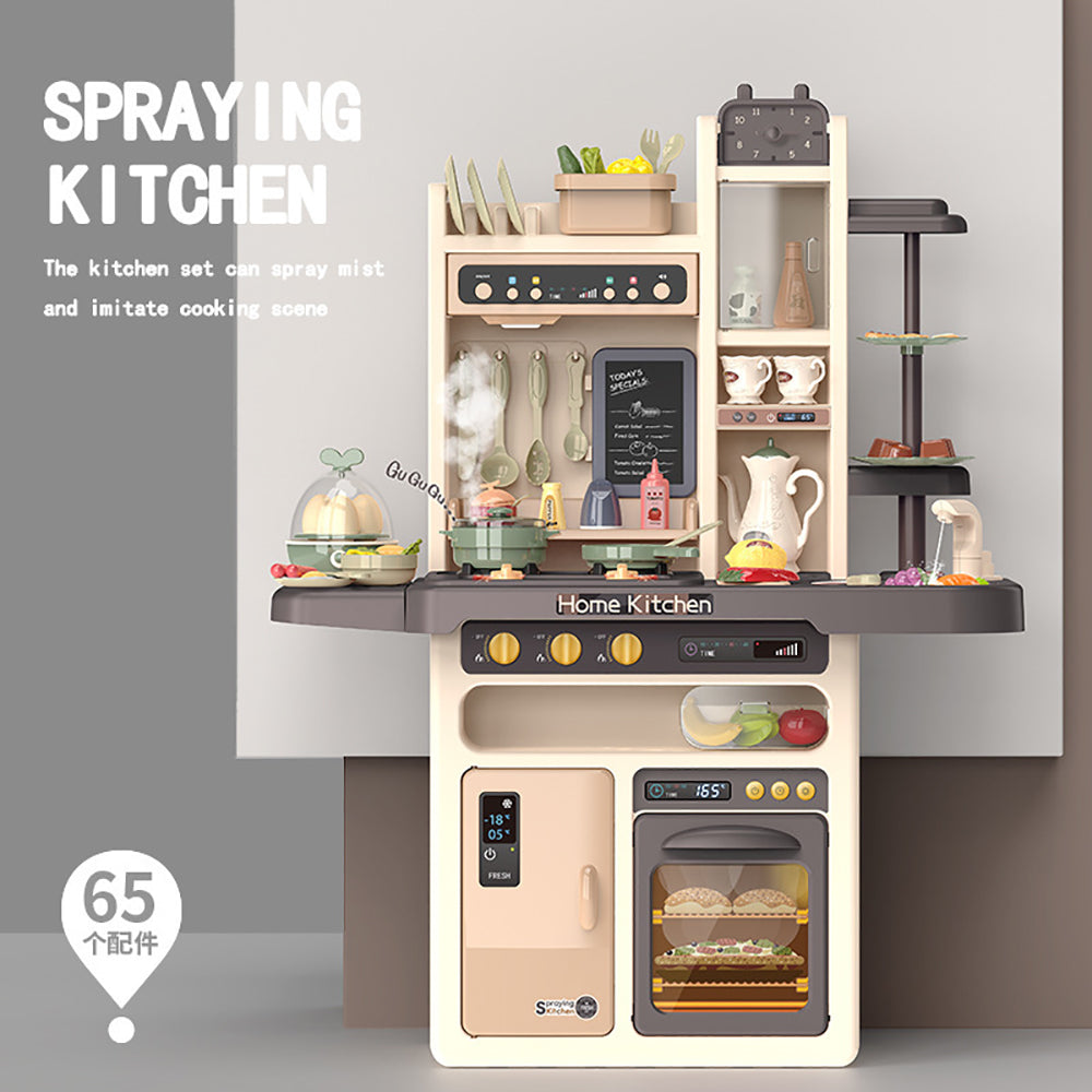 Beibe Good Modern Electric Kitchen Toy with 65 Accessories – Brown