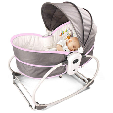 Little Angel - Baby Bassinet With Canopy 5-In-1 Infant Cradle - Purple