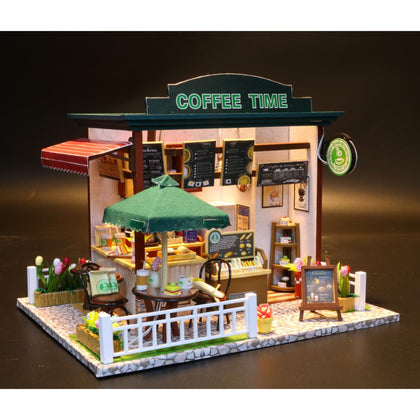 Little Angel Kids Toys Miniature Coffee Shop Wooden DIY Toy - Multicolour