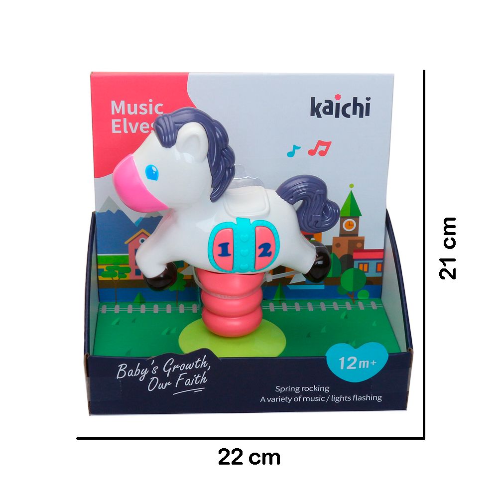 Kaichi Baby Toys Roaring Horse for Infant To Toddler 12 + month- White