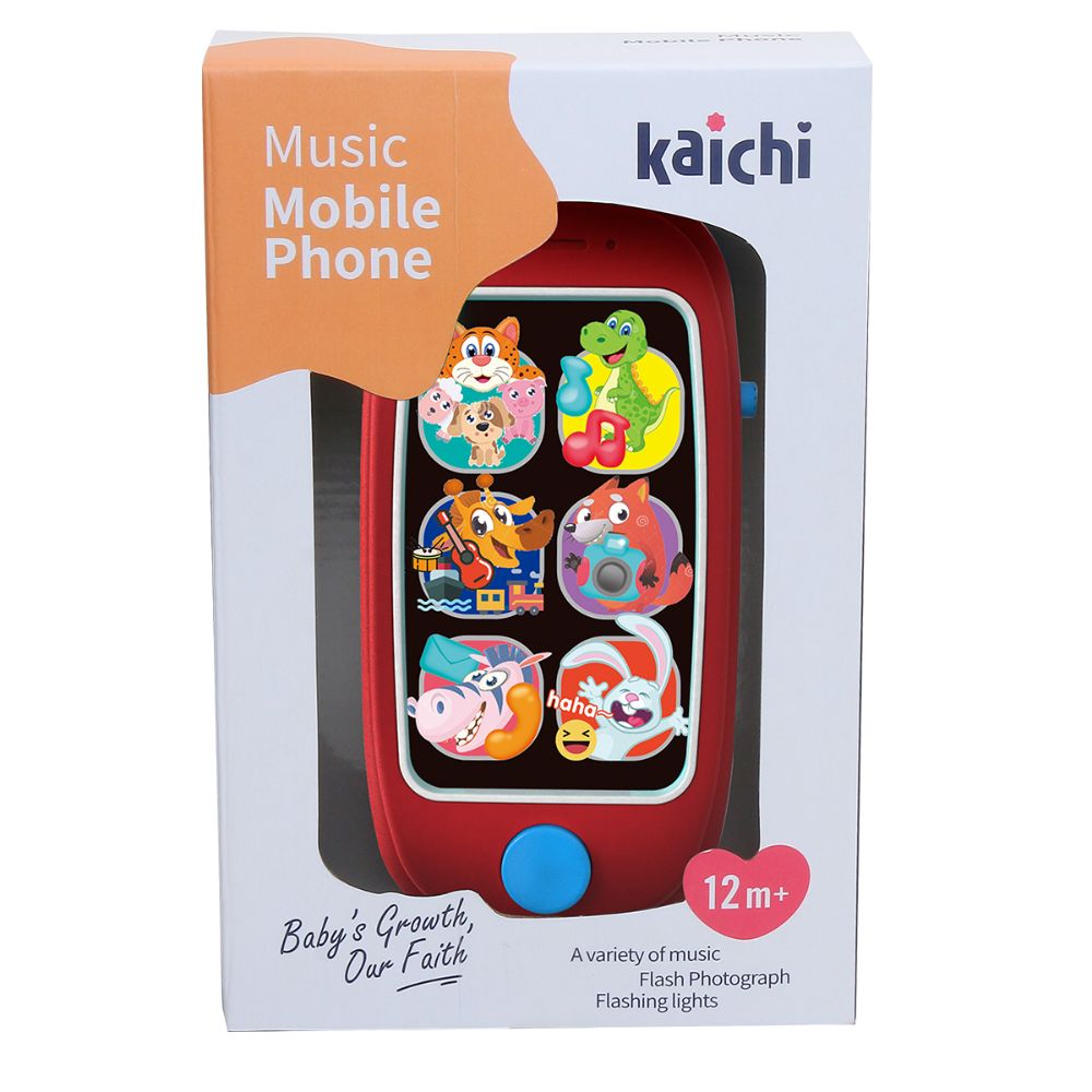 Kaichi Baby Educational Toy with Music Mobile Phone for 12+ Month - Red