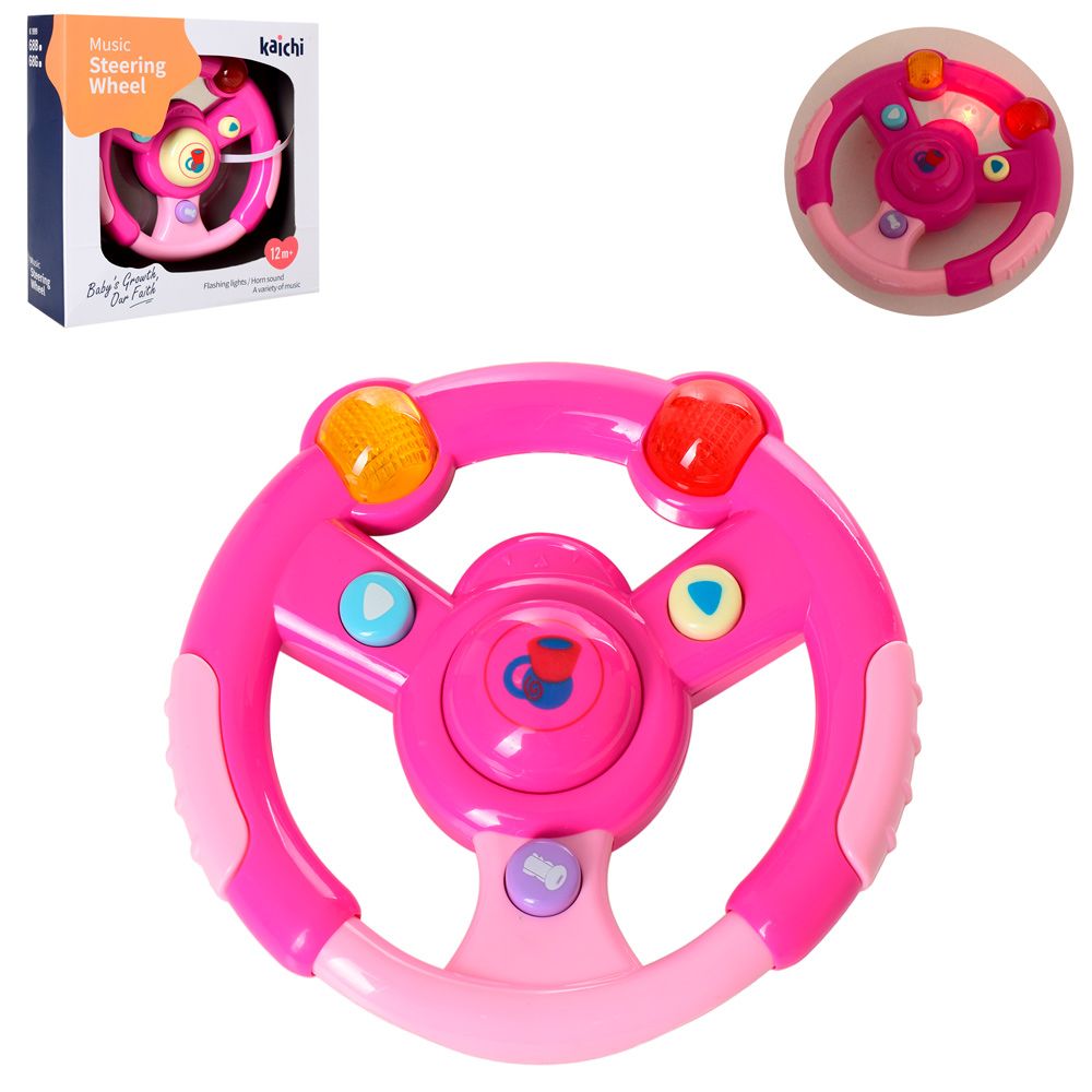 Kaichi Baby Steering Wheel Toy with Music for 12 + Month -Pink