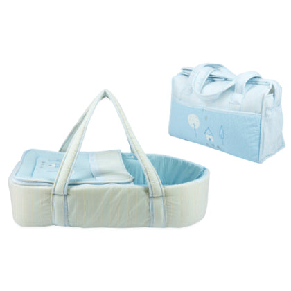 Little Angel Carry Cot W/ Diaper Bag -BLUE
