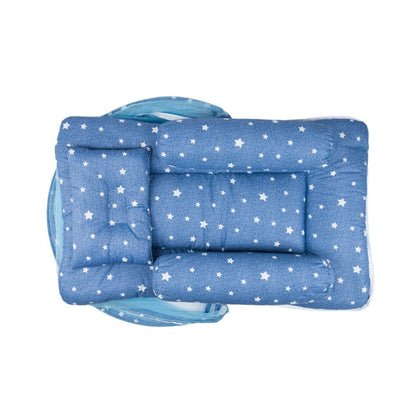 Little Angel Baby Bed W/ 2 Comfy Bloster & Pillow - Blue