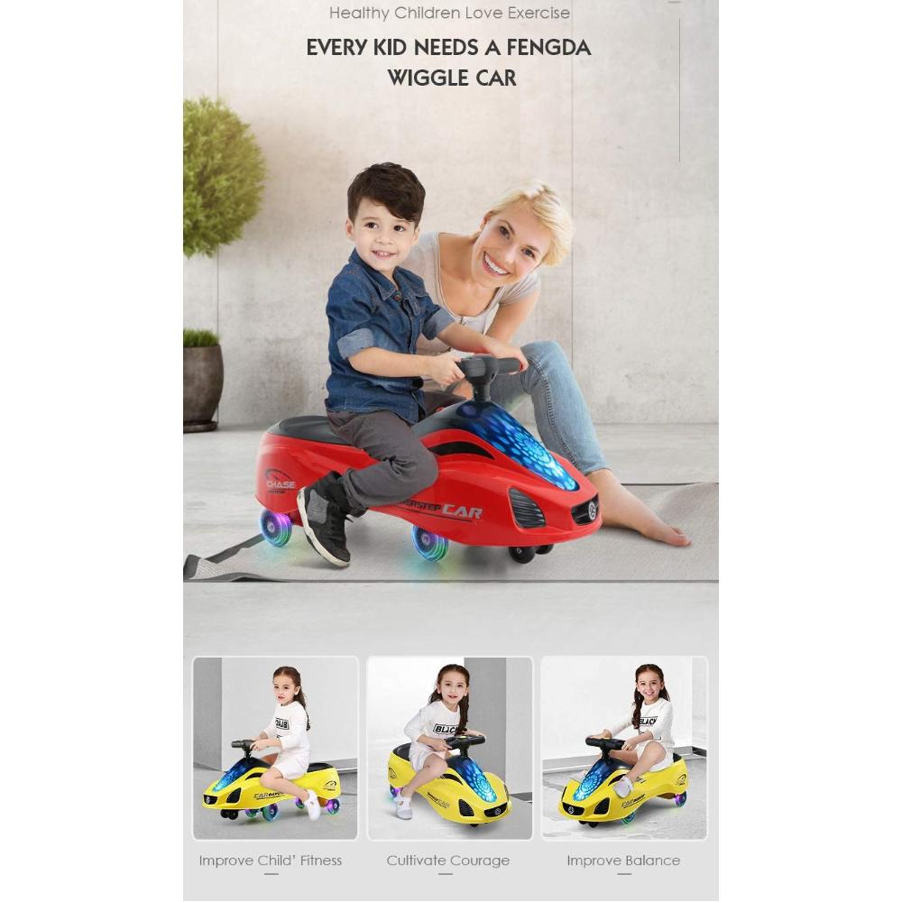 Kids Push Ride On Car Speed Twister Ride-On Swing - Yellow