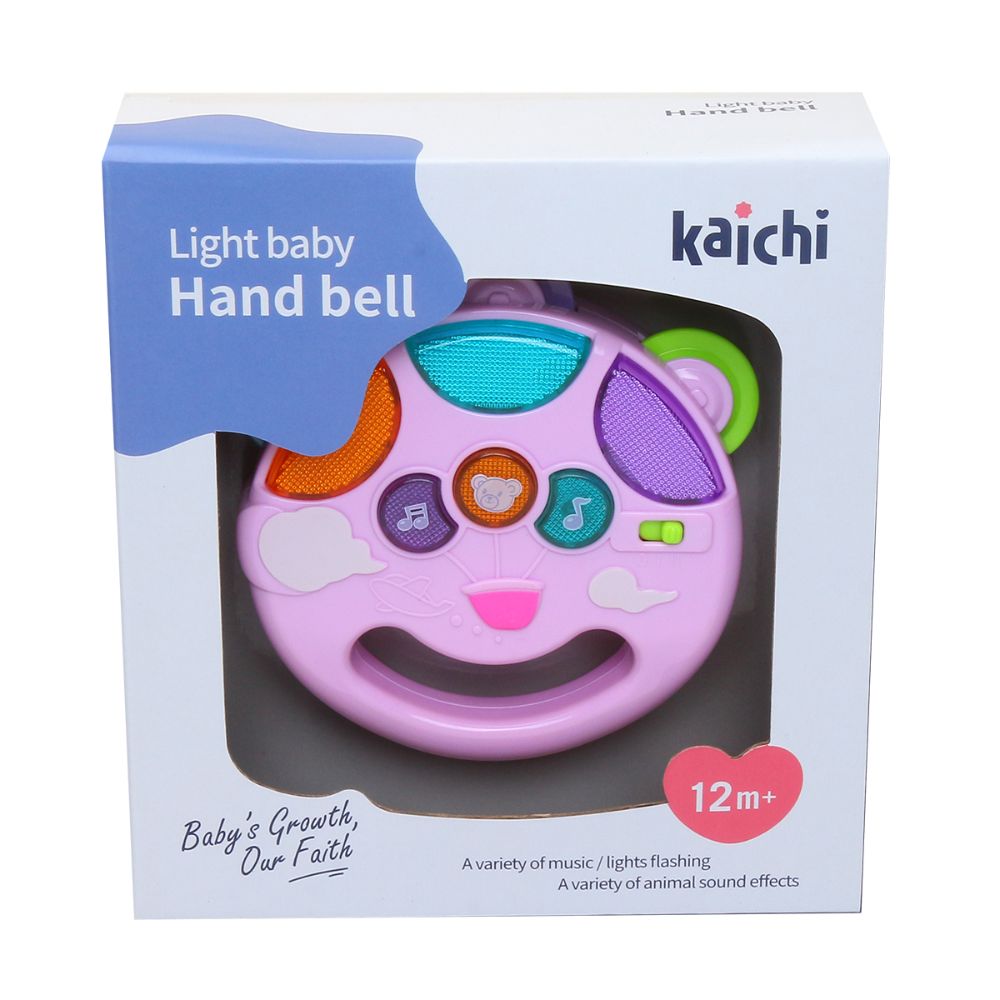 Kaichi Baby Rattles with Light And Music Hand Bell Toy for 12+ Month - Pink